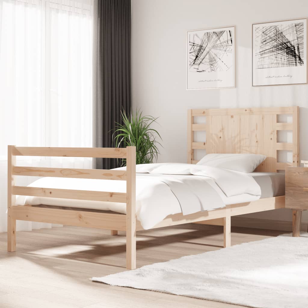 Berkfield Bed Frame Solid Wood Pine 75x190 cm Small Single