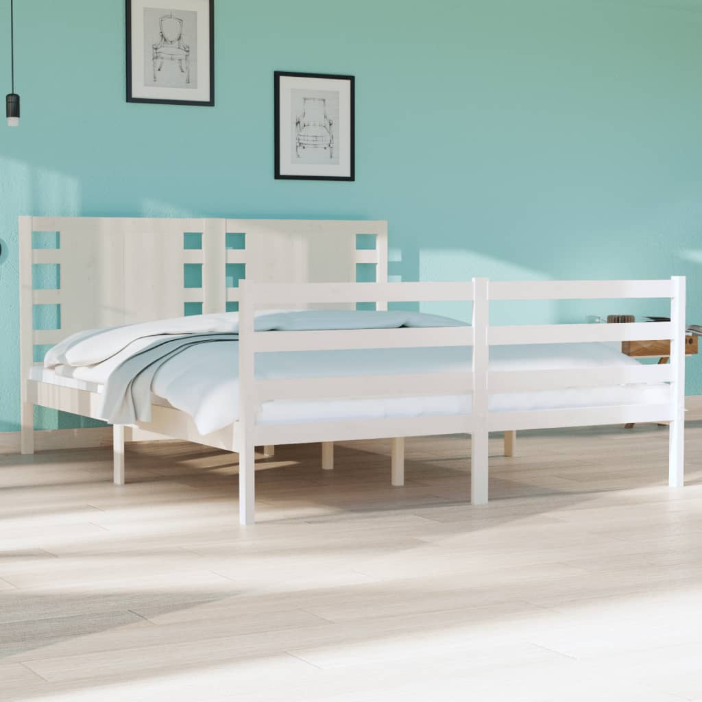 Berkfield Bed Frame White Solid Wood Pine 135x190 cm Double
