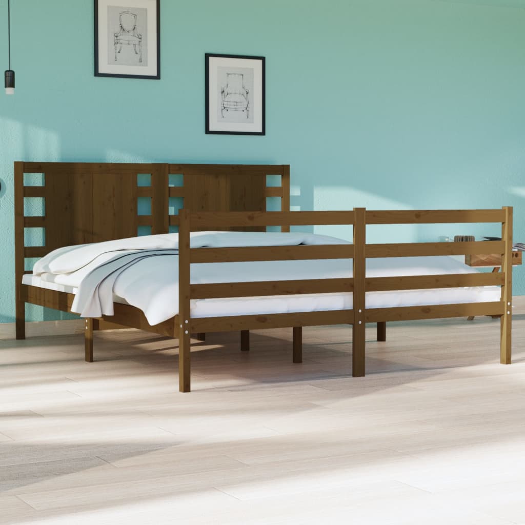Berkfield Bed Frame Honey Brown Solid Wood Pine 140x190 cm