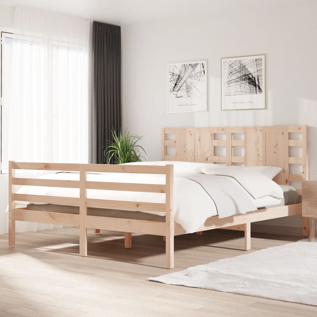 Berkfield Bed Frame Solid Wood Pine 180x200 cm Super King Size