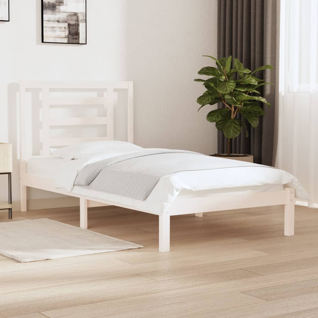 Berkfield Bed Frame White Solid Wood Pine 90x190 cm Single