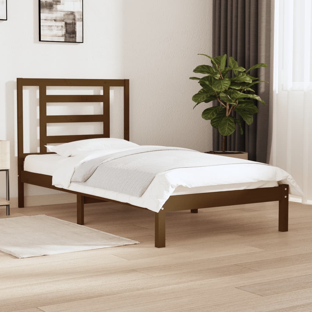 Berkfield Bed Frame Honey Brown Solid Wood Pine 90x190cm Single
