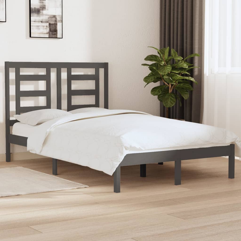 Berkfield Bed Frame Grey Solid Wood 120x190 cm Small Double