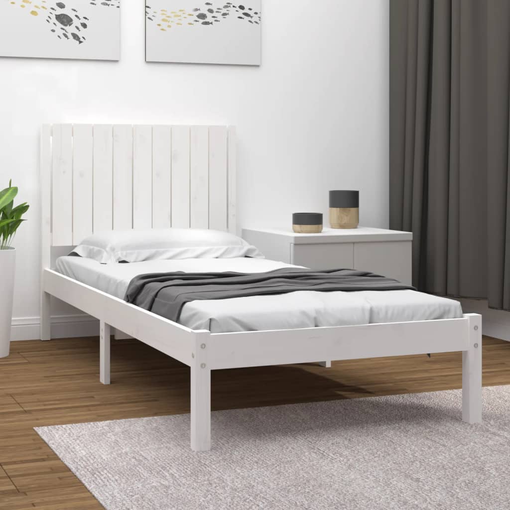 Berkfield Bed Frame White Solid Wood Pine 90x200 cm