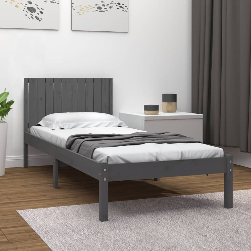 Berkfield Bed Frame Grey Solid Wood Pine 100x200 cm
