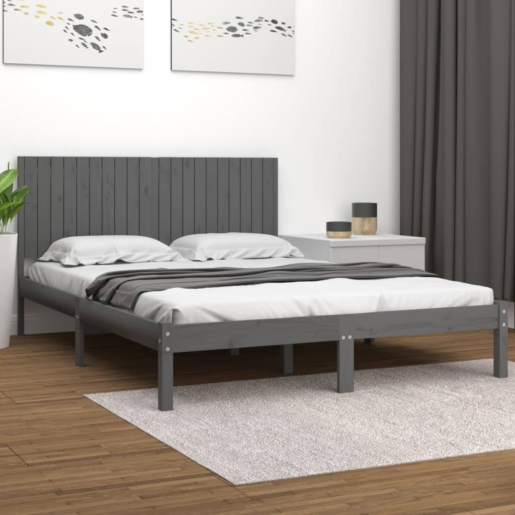 Berkfield Bed Frame Grey Solid Wood Pine 200x200 cm