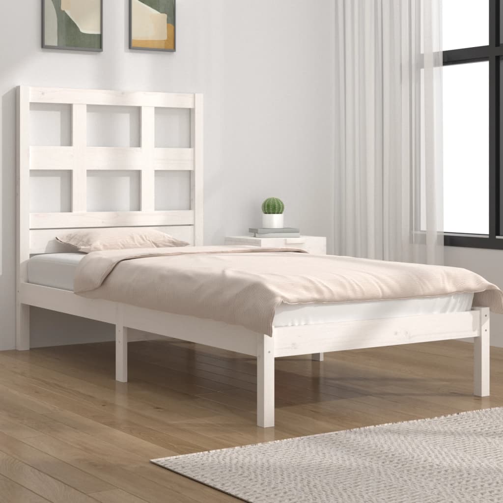 Berkfield Bed Frame White Solid Wood Pine 90x190 cm Single