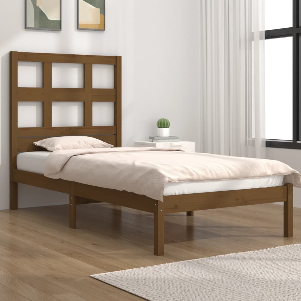 Berkfield Bed Frame Honey Brown Solid Wood Pine 90x190 cm Single