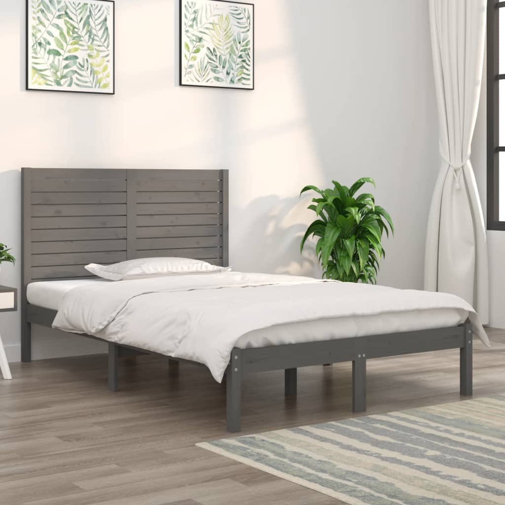 Berkfield Bed Frame Grey Solid Wood 120x190 cm Small Double