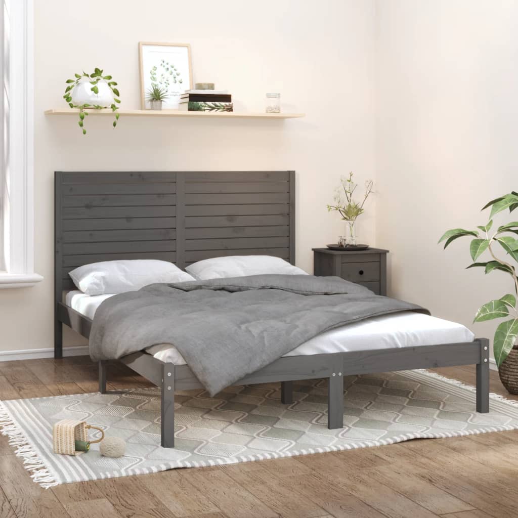 Berkfield Bed Frame Grey Solid Wood 150x200 cm King Size