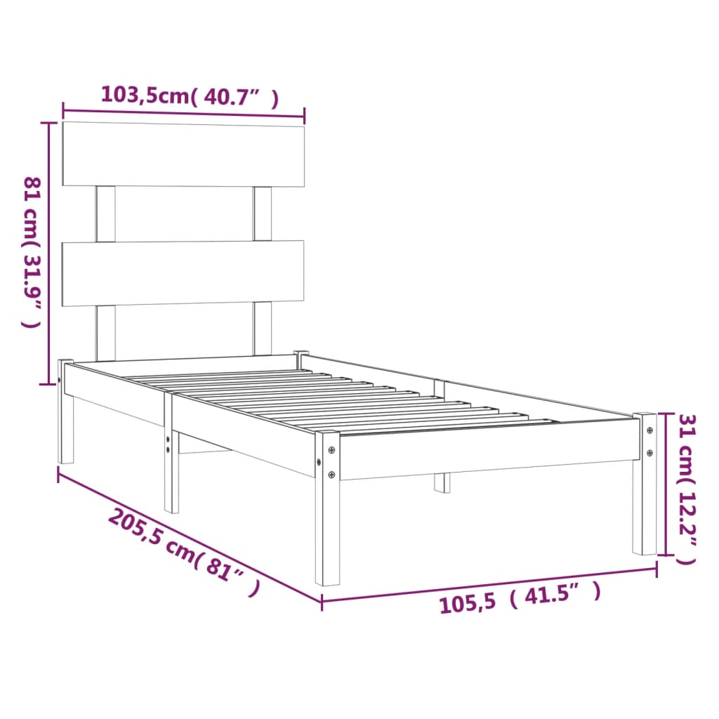 Berkfield Bed Frame Solid Wood 100x200 cm