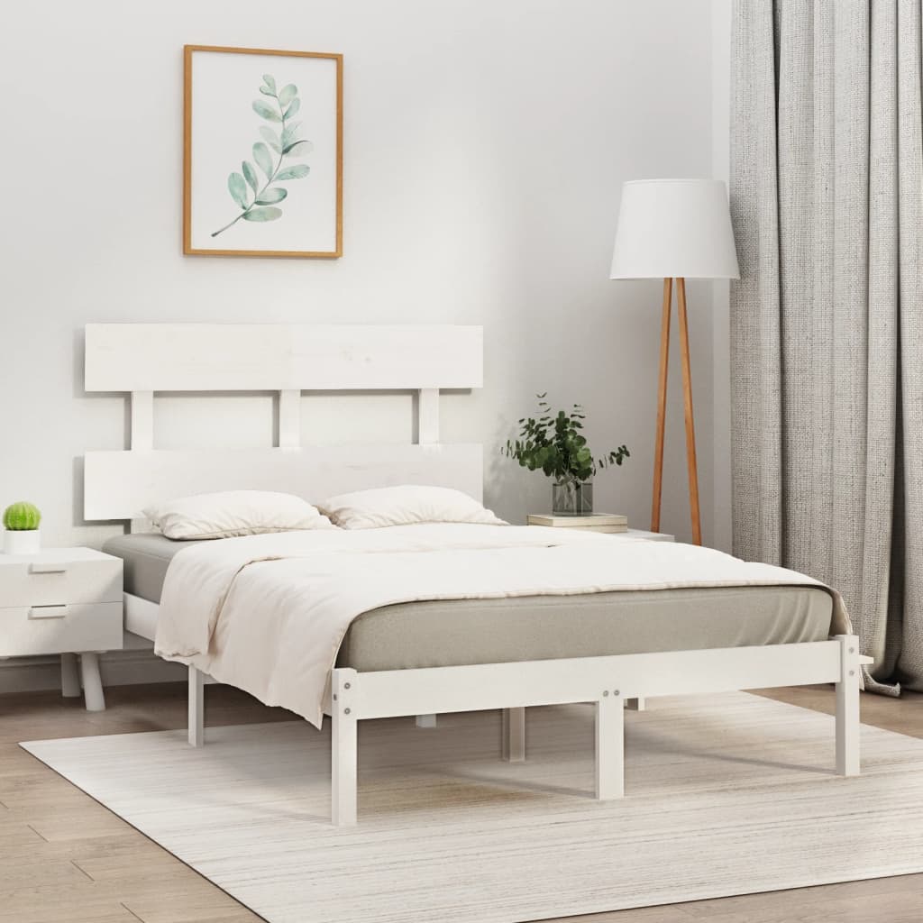 Berkfield Bed Frame White Solid Wood 120x200 cm