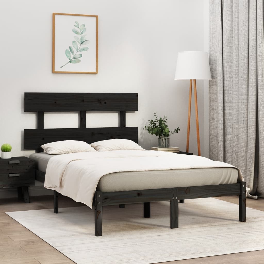 Berkfield Bed Frame Black Solid Wood 120x200 cm