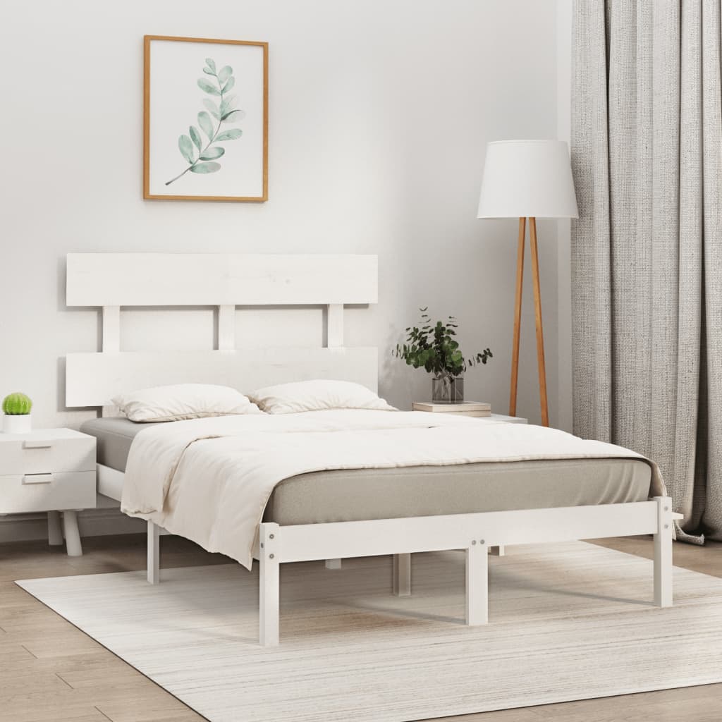 Berkfield Bed Frame White Solid Wood 150x200 cm King Size