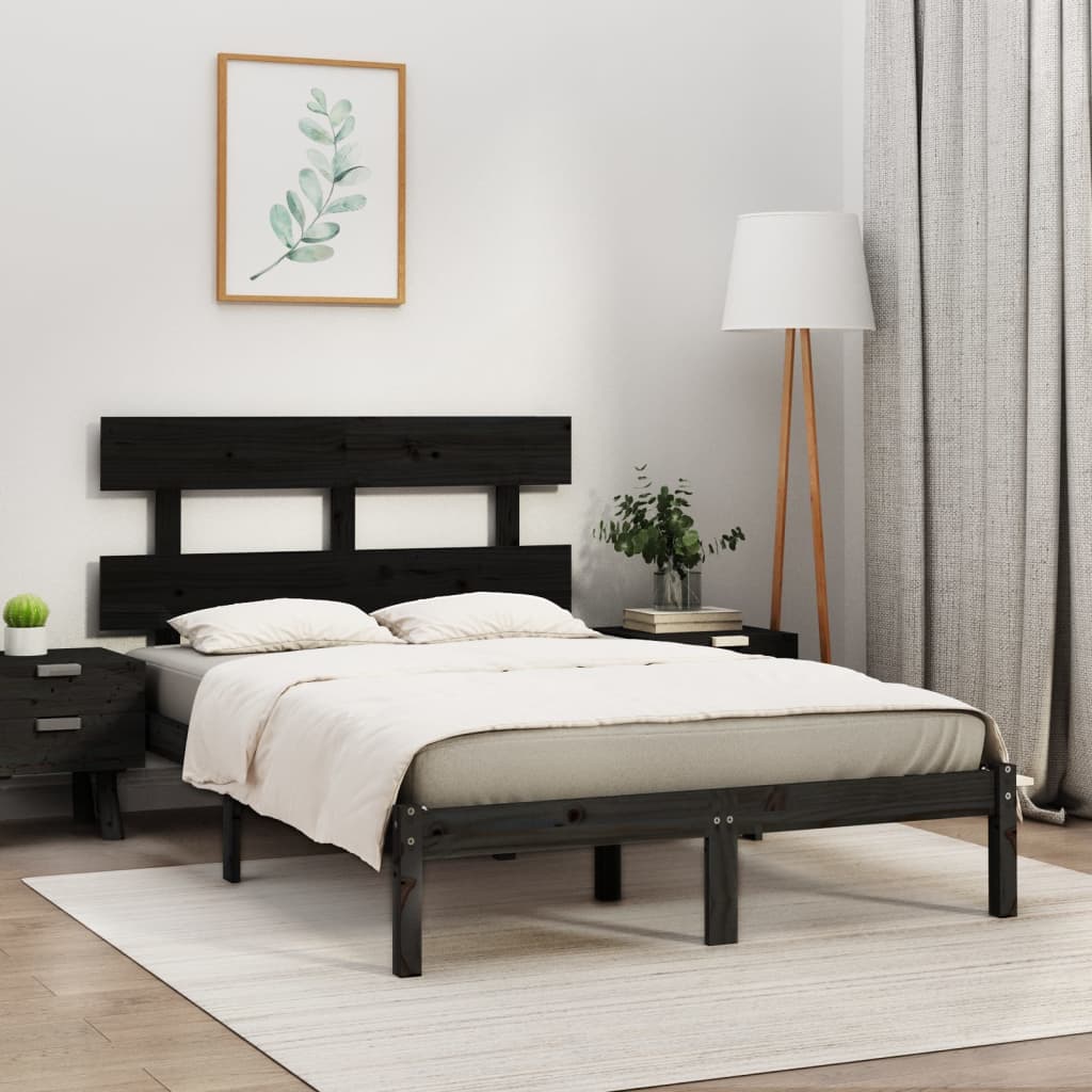 Berkfield Bed Frame Black Solid Wood 200x200 cm