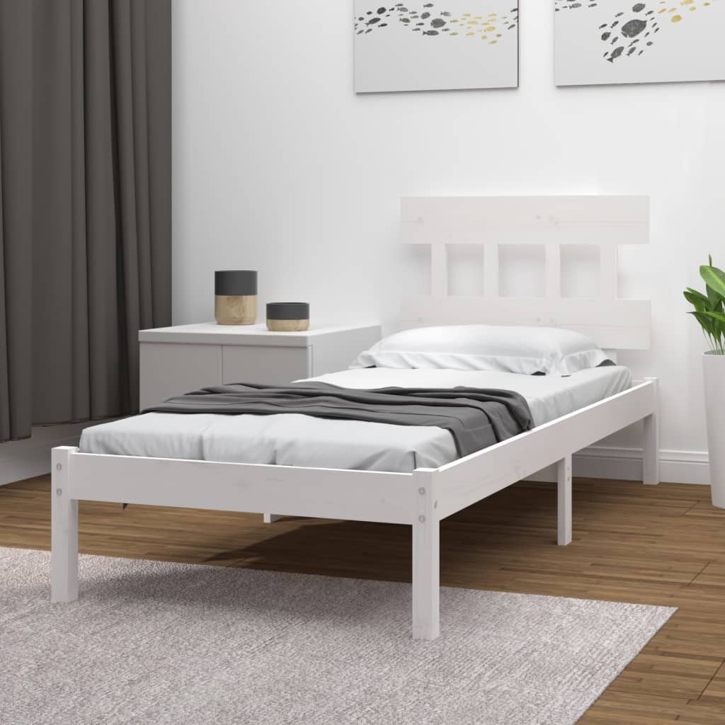 Berkfield Bed Frame White Solid Wood 90x190 cm Single