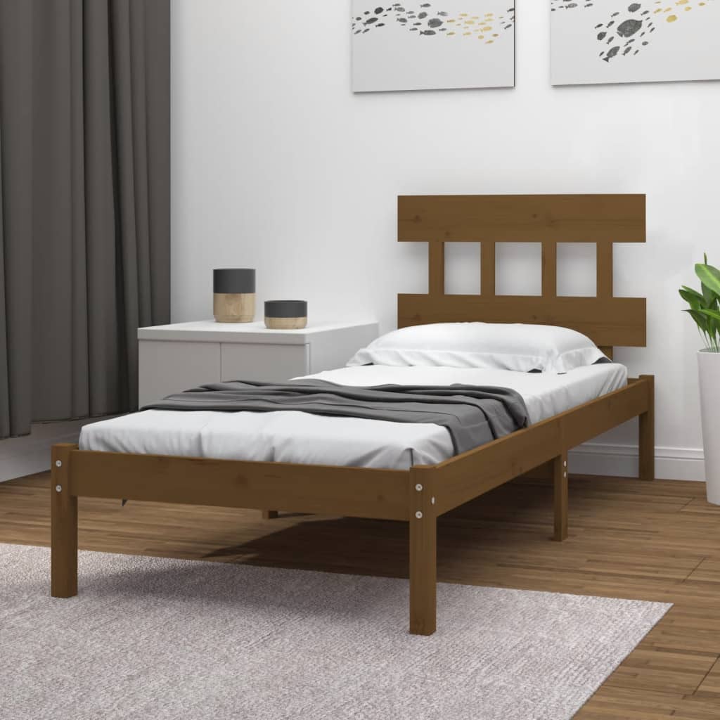 Berkfield Bed Frame Honey Brown Solid Wood 90x190 cm Single
