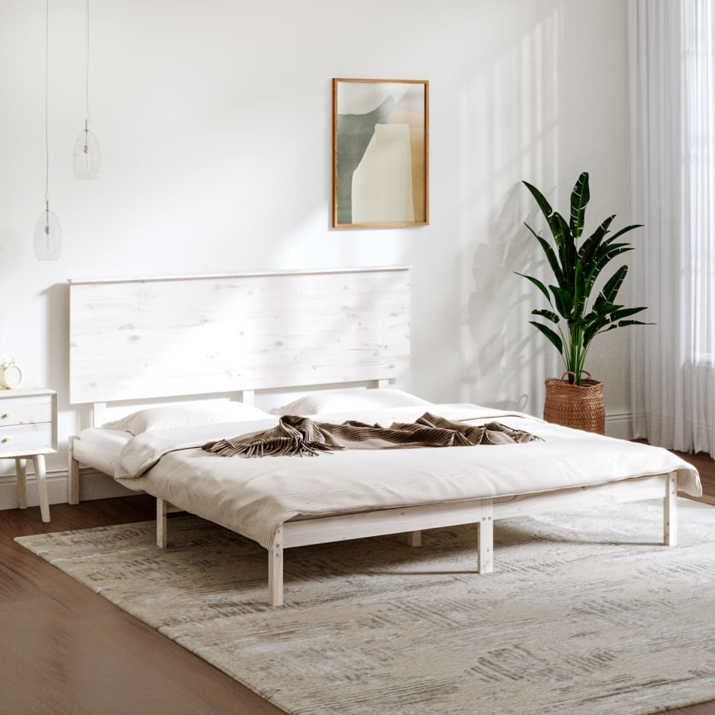 Berkfield Bed Frame White Solid Wood Pine 160x200 cm