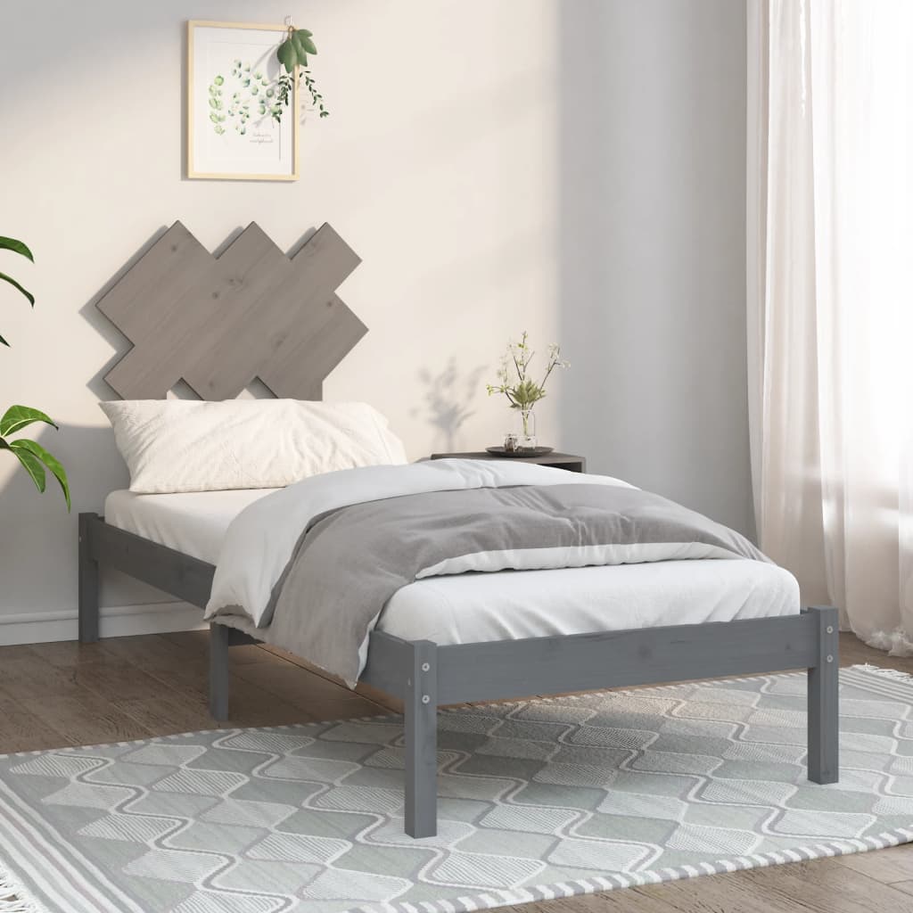 Berkfield Bed Frame Grey 75x190 cm Small Single Solid Wood