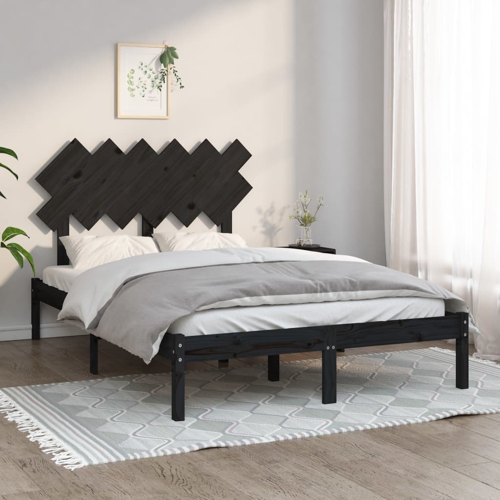 Berkfield Bed Frame Black 120x190 cm Small Double Solid Wood