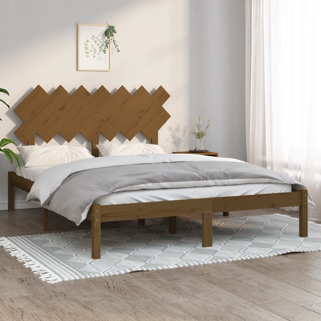 Berkfield Bed Frame Honey Brown 140x190 cm Solid Wood