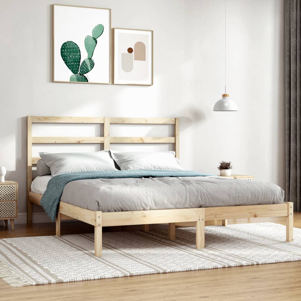 Berkfield Bed Frame Solid Wood Pine 140x190 cm