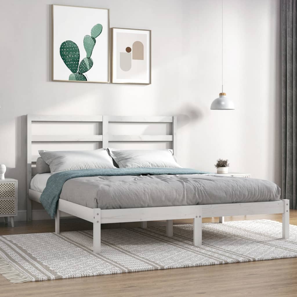 Berkfield Bed Frame White Solid Wood 150x200 cm King Size