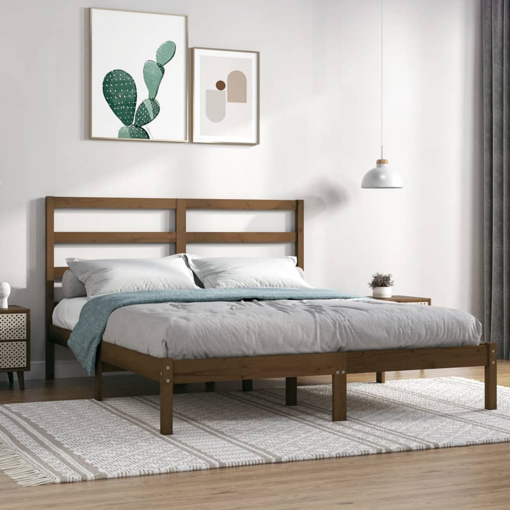 Berkfield Bed Frame Honey Brown Solid Wood Pine 160x200 cm