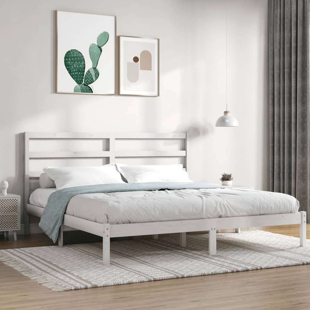 Berkfield Bed Frame White Solid Wood Pine 200x200 cm