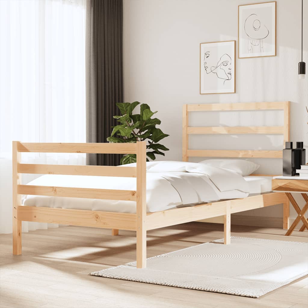 Berkfield Bed Frame Solid Wood Pine 75x190 cm Small Single
