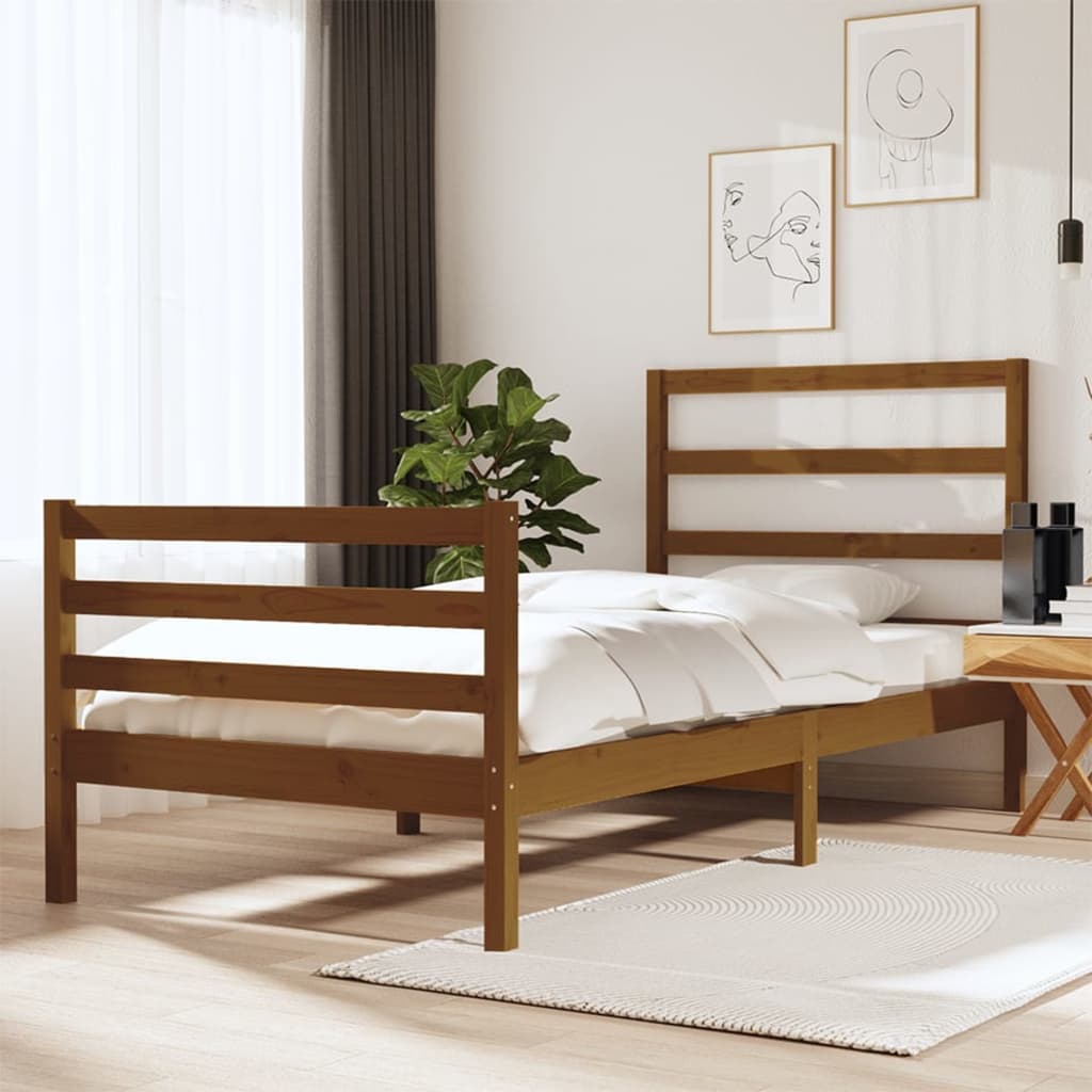 Berkfield Bed Frame Honey Brown Solid Wood Pine 90x190 cm Single