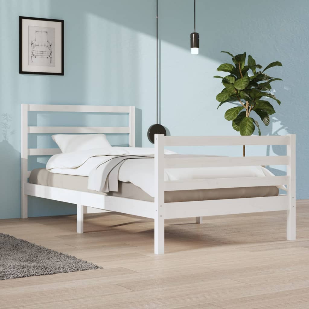 Berkfield Bed Frame White Solid Wood Pine 100x200 cm
