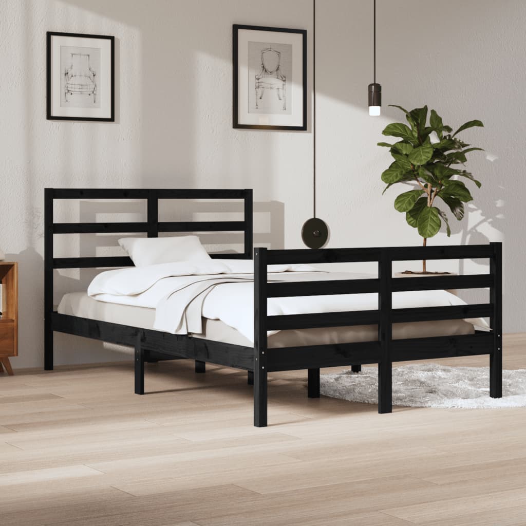 Berkfield Bed Frame Black Solid Wood Pine 120x200 cm