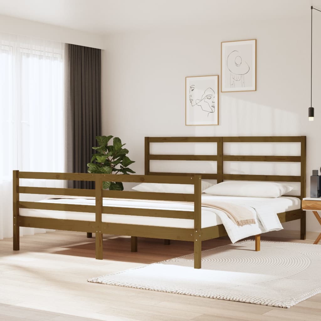 Berkfield Bed Frame Honey Brown Solid Wood Pine 180x200 cm Super King Size