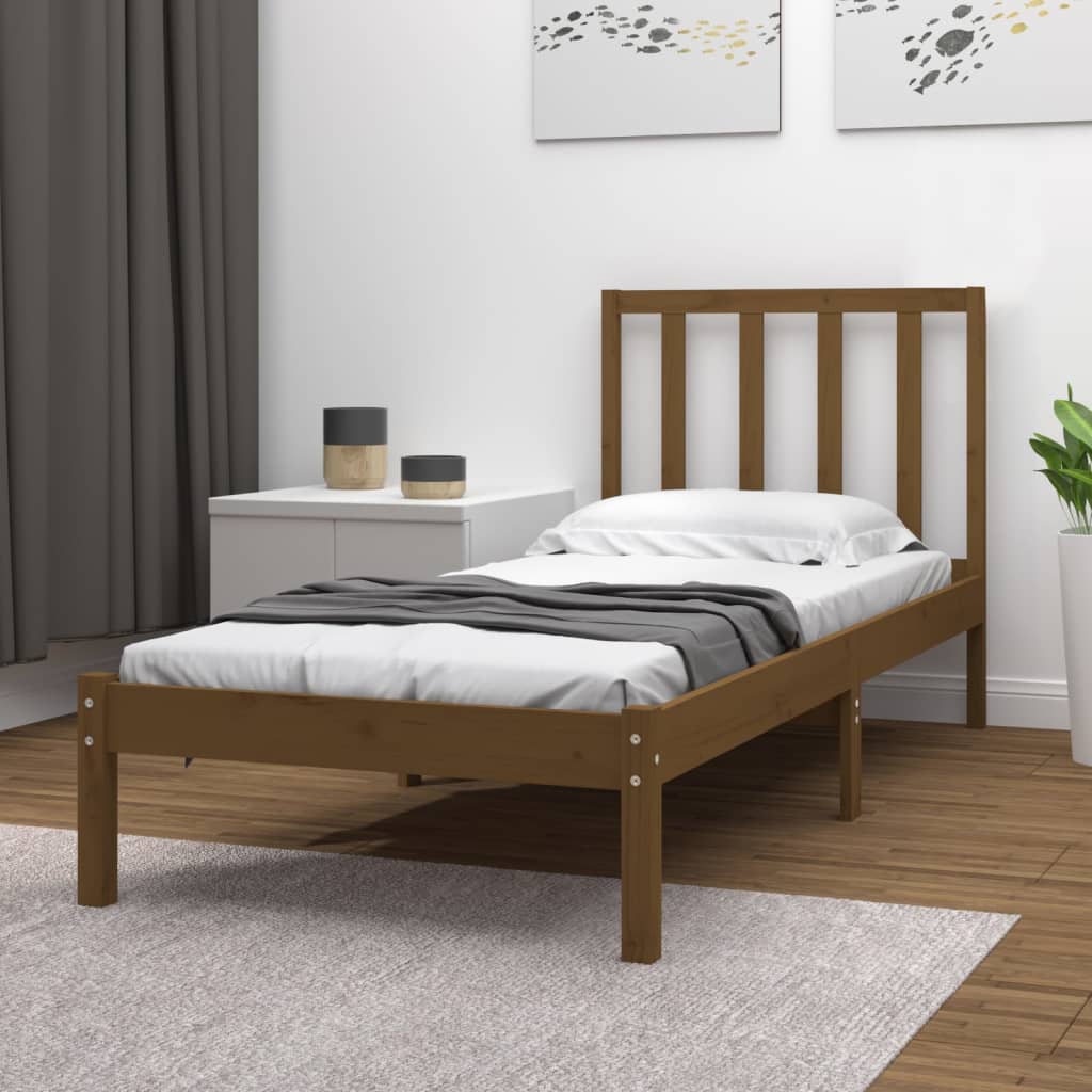 Berkfield Bed Frame Honey Brown Solid Wood Pine 75x190 cm Small Single