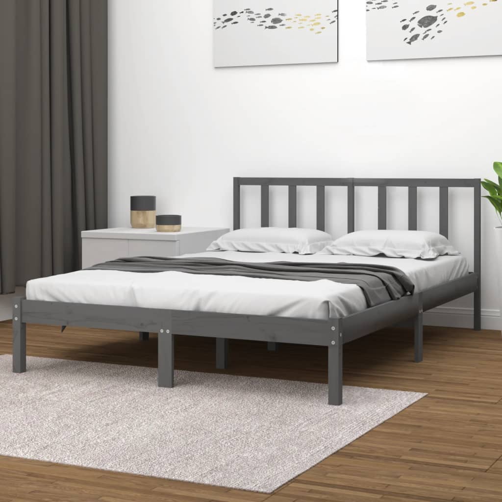 Berkfield Bed Frame Grey Solid Wood Pine 160x200 cm
