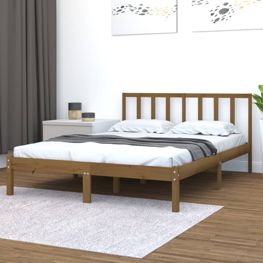 Berkfield Bed Frame Honey Brown Solid Wood Pine 120x190 cm Small Double