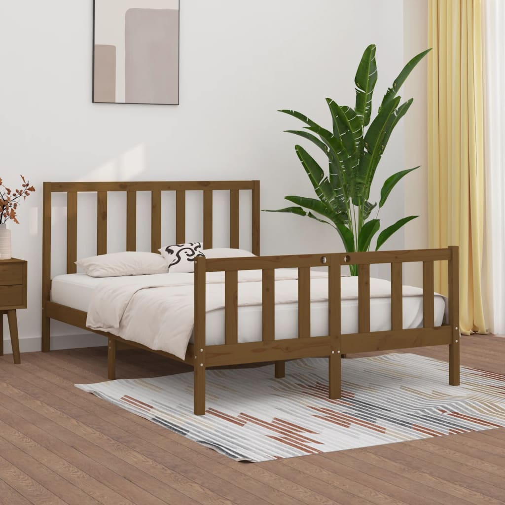Berkfield Bed Frame Honey Brown Solid Wood 140x190 cm