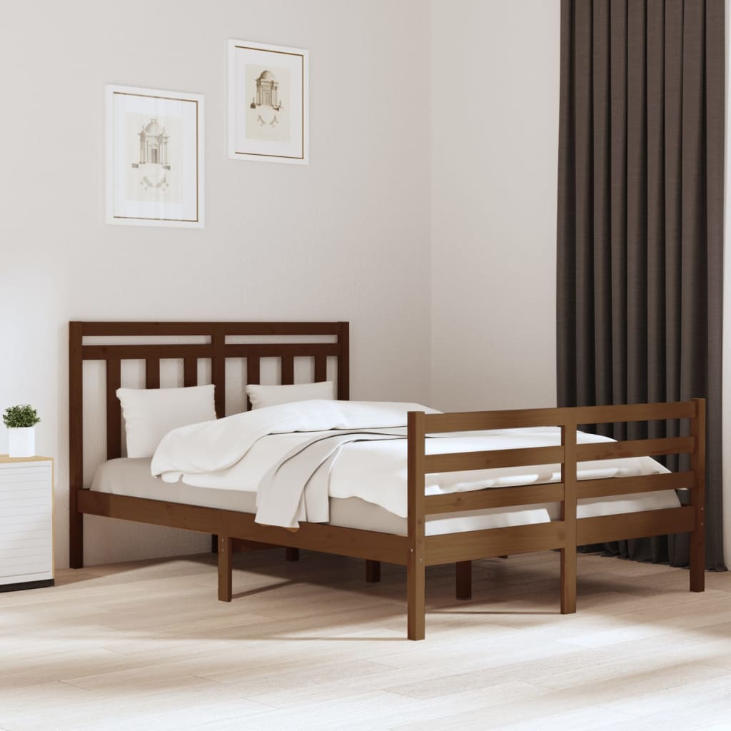 Berkfield Bed Frame Honey Brown Solid Wood 120x190 cm Small Double