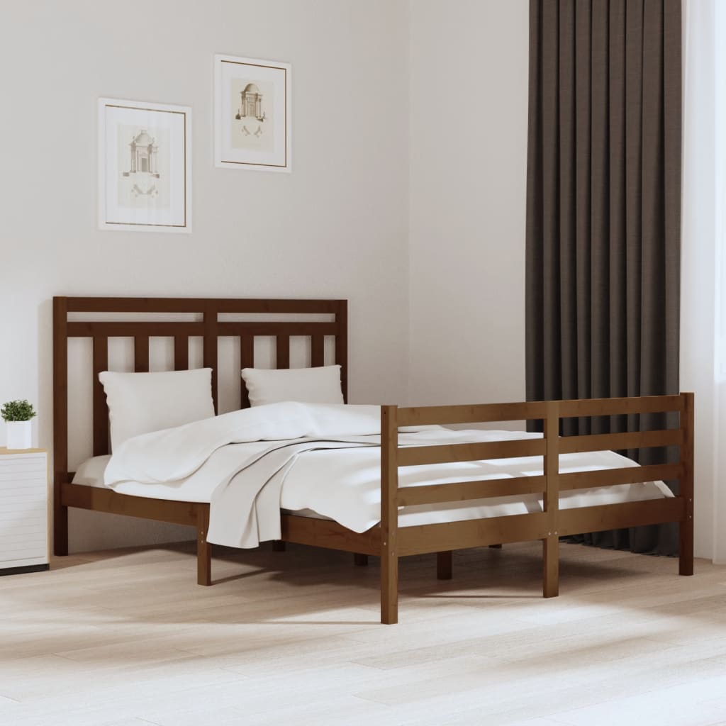 Berkfield Bed Frame Honey Brown Solid Wood 150x200 cm King Size
