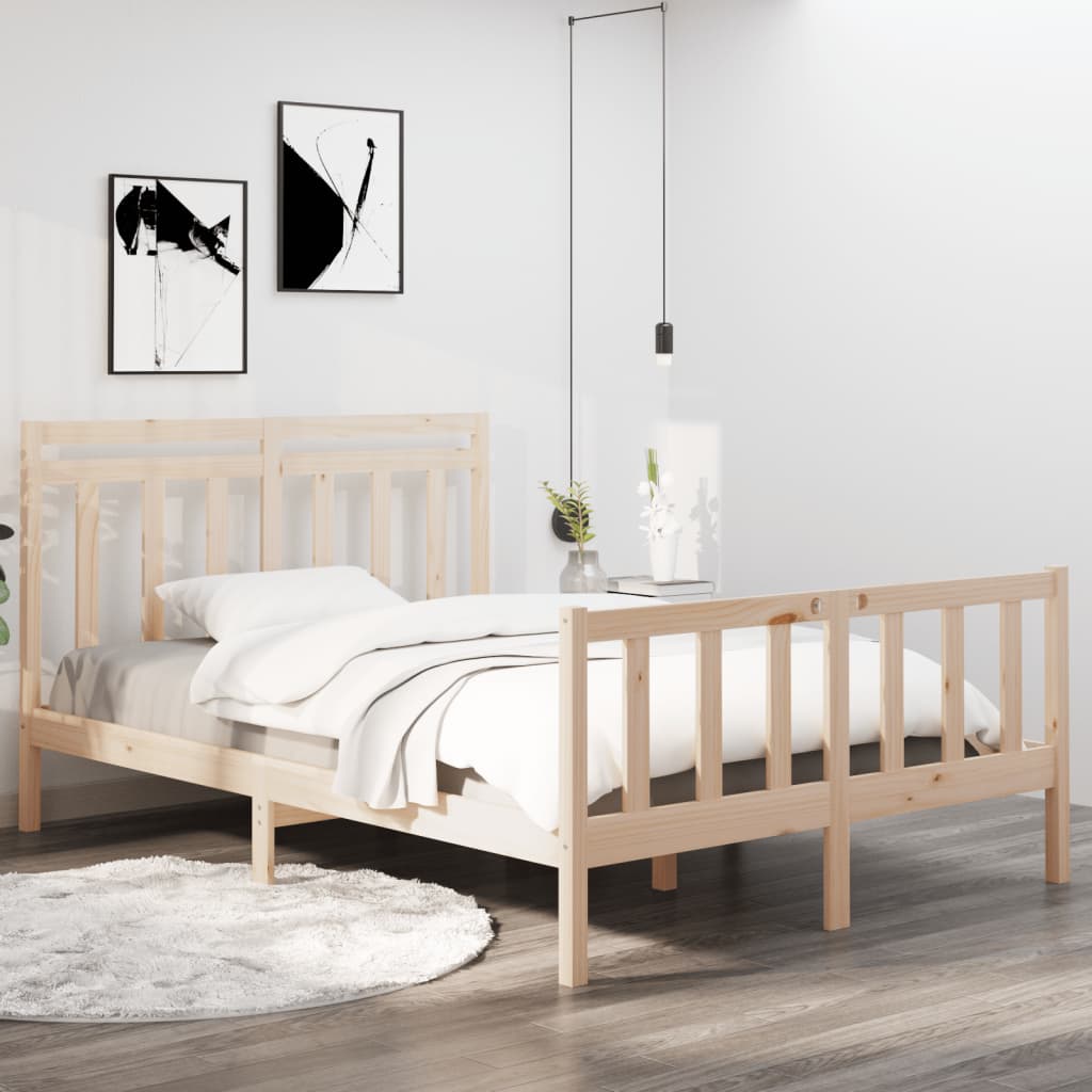 Berkfield Bed Frame Black Solid Wood 120x190 cm Small Double