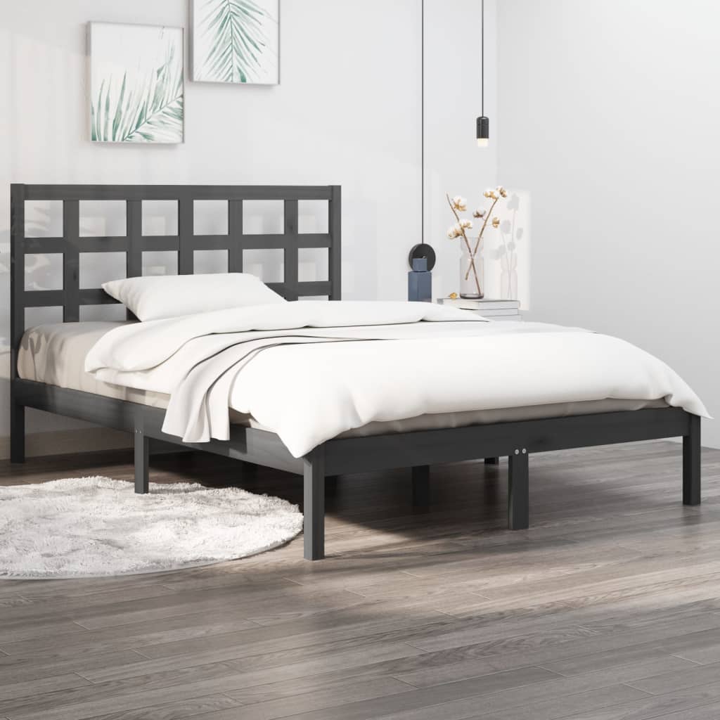 Berkfield Bed Frame Grey Solid Wood 120x190 cm Small Double