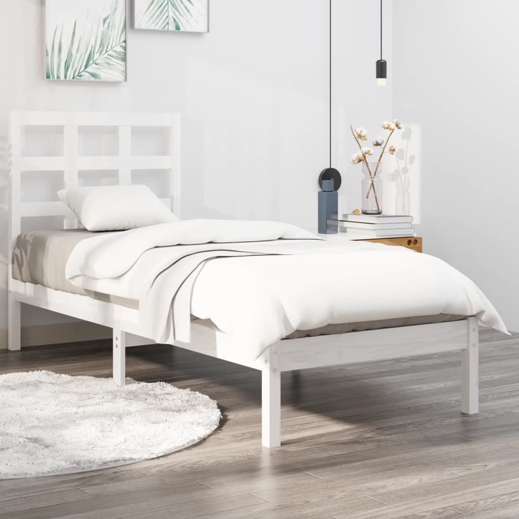 Berkfield Bed Frame White Solid Wood 100x200 cm