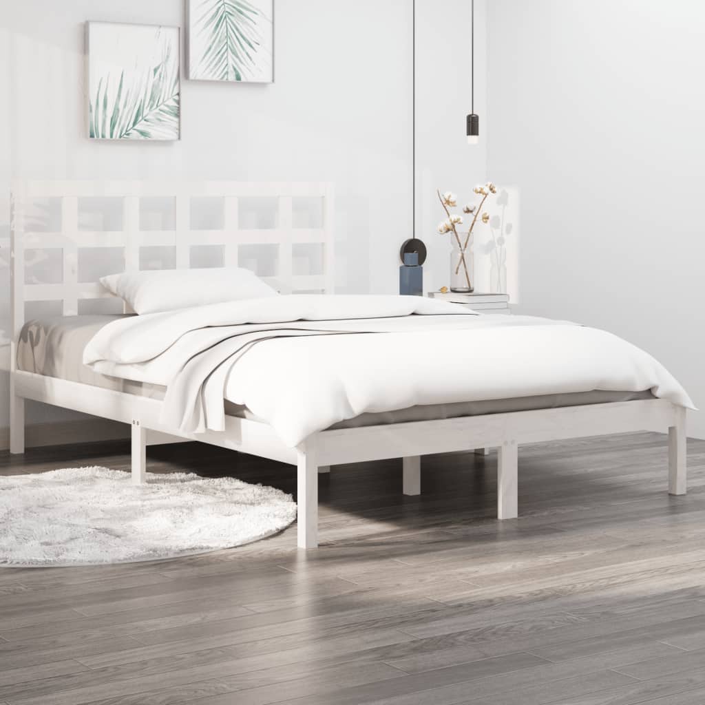 Berkfield Bed Frame White Solid Wood 180x200 cm Super King Size