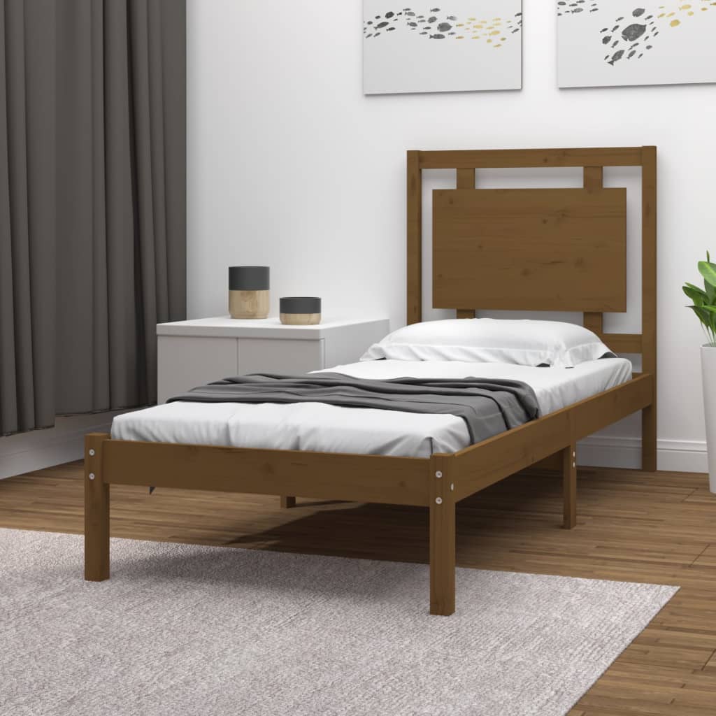 Berkfield Bed Frame Honey Brown Solid Wood 90X190 cm Single