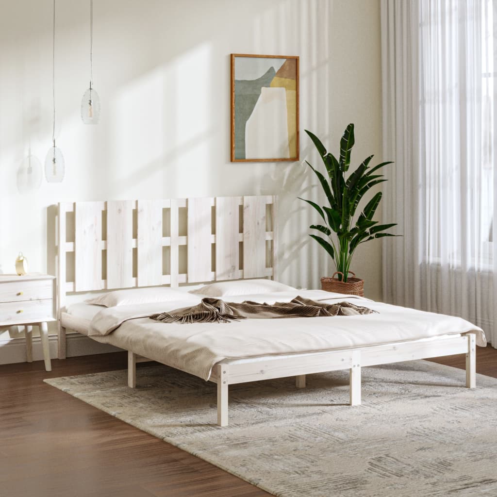 Berkfield Bed Frame White Solid Wood 150x200 cm King Size