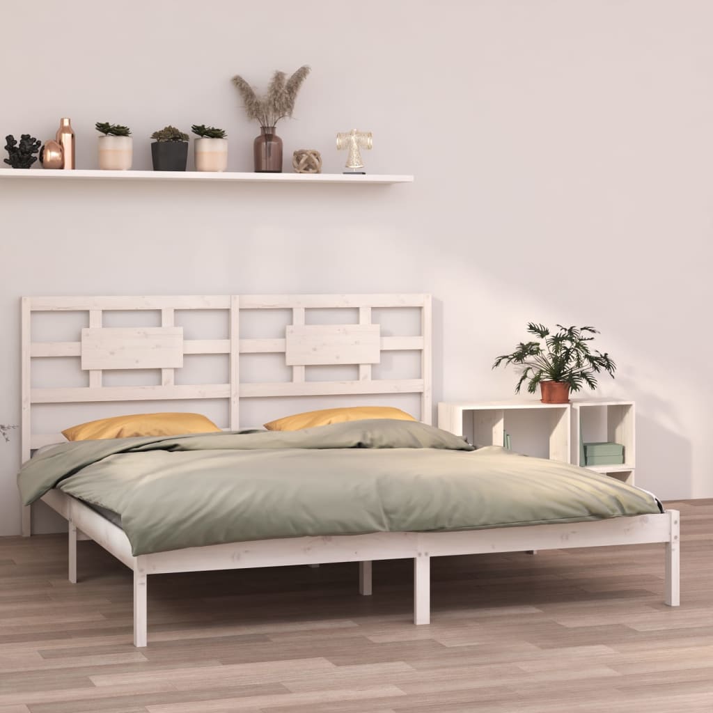 Berkfield Bed Frame White Solid Wood 160x200 cm