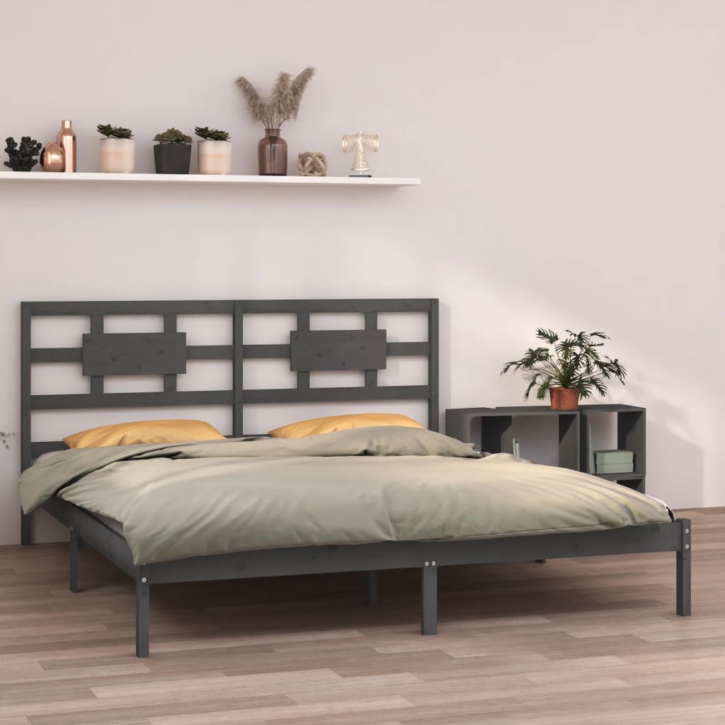 Berkfield Bed Frame Grey Solid Wood 160x200 cm