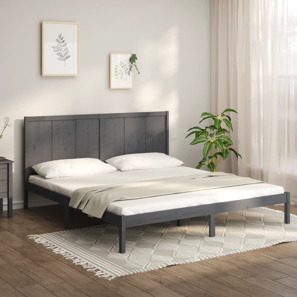 Berkfield Bed Frame Grey Solid Wood Pine 200x200 cm