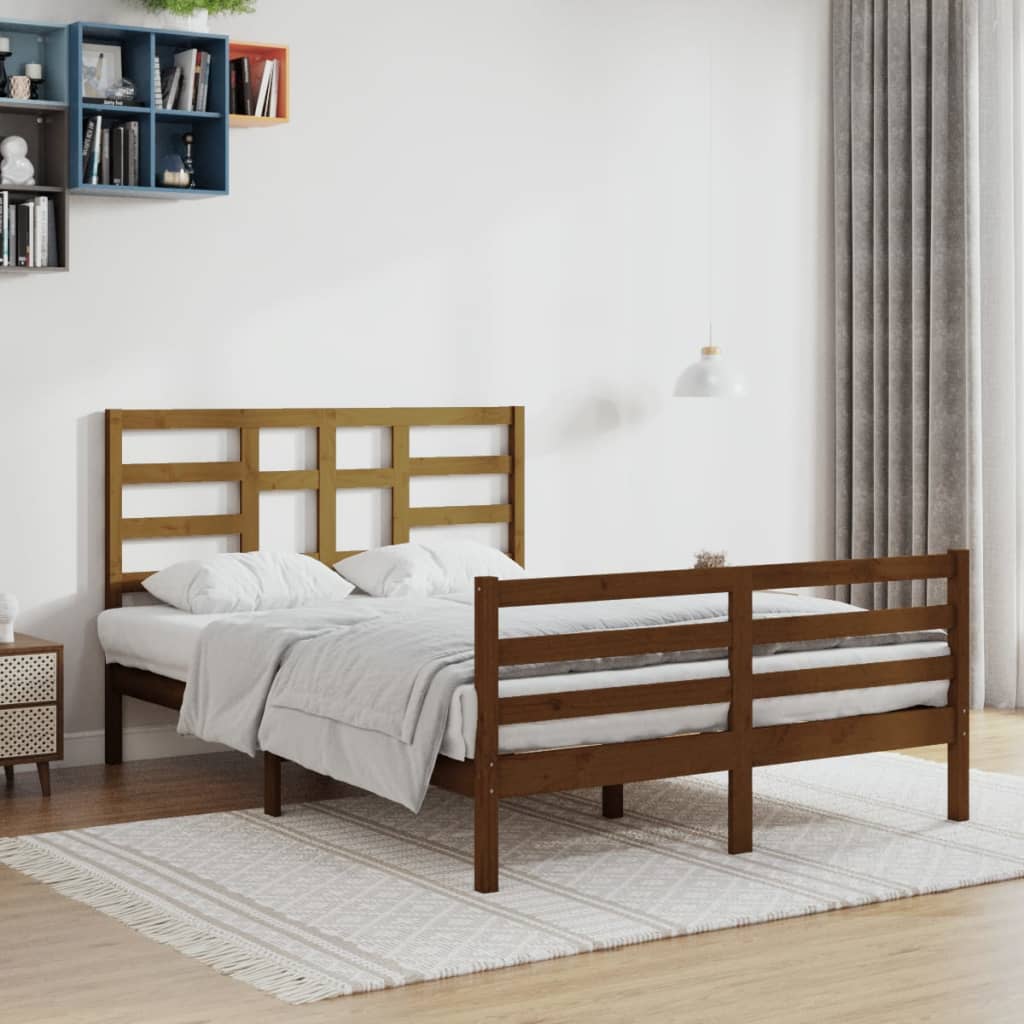 Berkfield Bed Frame Honey Brown Solid Wood 140x200 cm